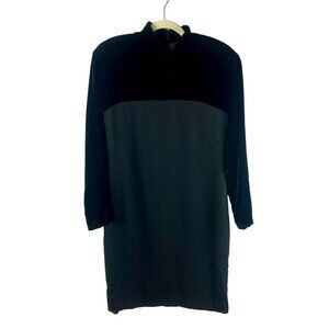 Vintage‎ 80's Gillian Velvet Dress Women 6 Black Long Sleeves Knee Length Event